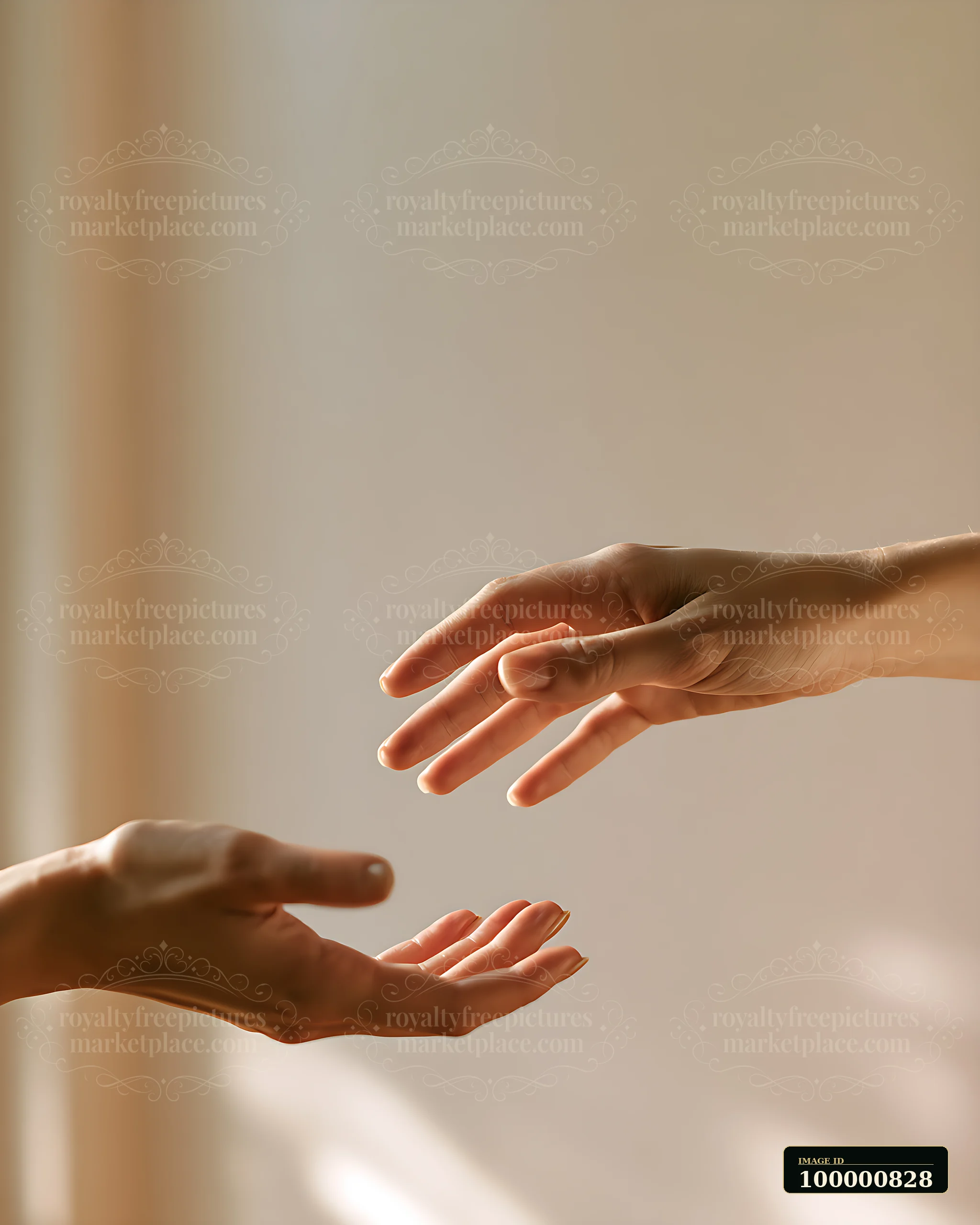Two hands extend towards each other in a warm, softly lit environment, conveying connection and interaction.