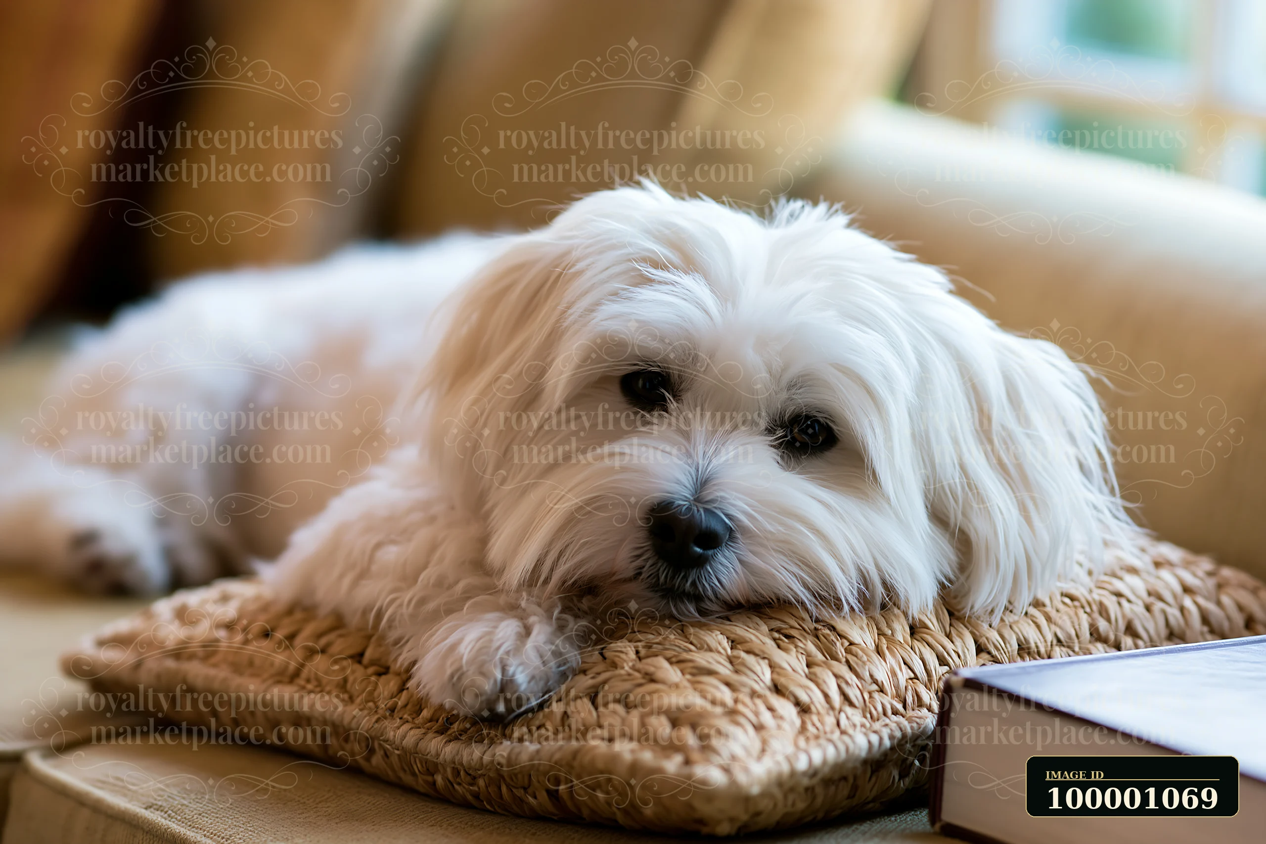 A rare dog breed is lying on a soft cushion on a sofa in a cozy living room.