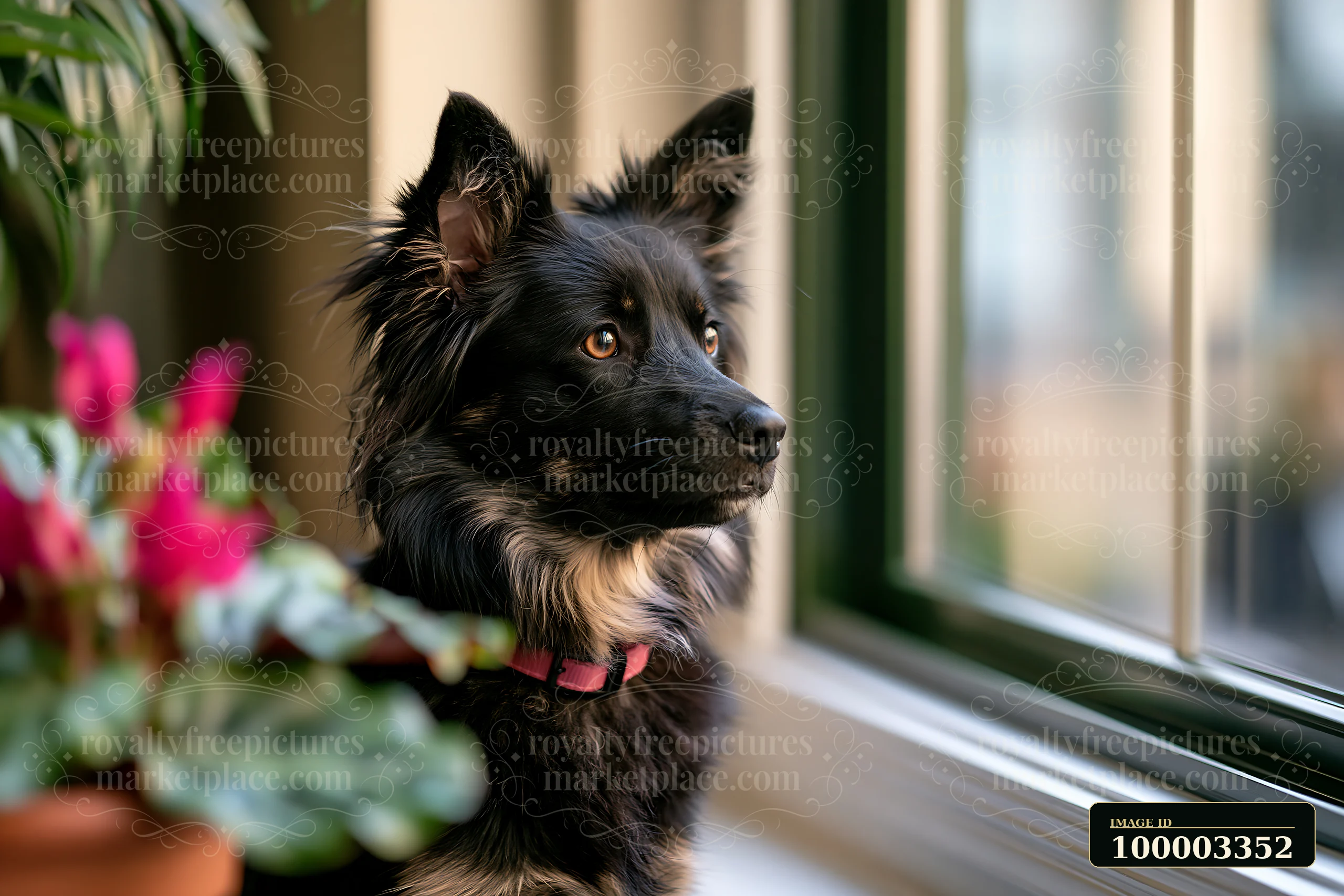 A dog looks out the window in a pet-friendly hotel.