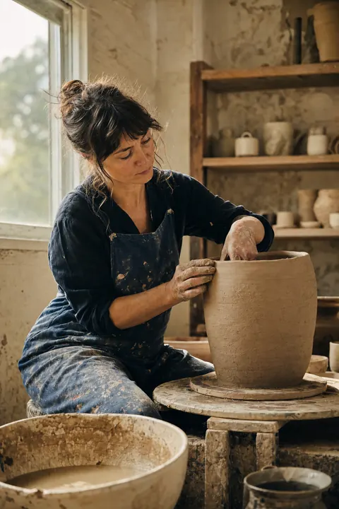 Ceramic Artist Shaping a Vessel