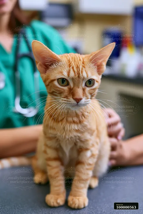 A vet examines a rare cat breed in a clinic setting.