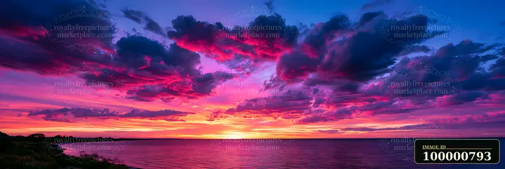 A sunset fills the sky with colors as the sun dips below the horizon over the ocean.