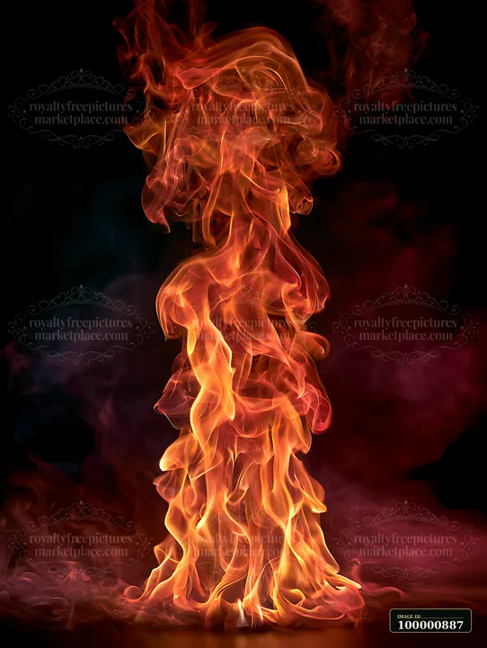 The flames rise and twist in a dark setting, creating dynamic patterns of fire.