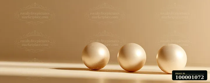 Three smooth round gold spheres are placed in a row on a soft beige surface, casting subtle shadows.