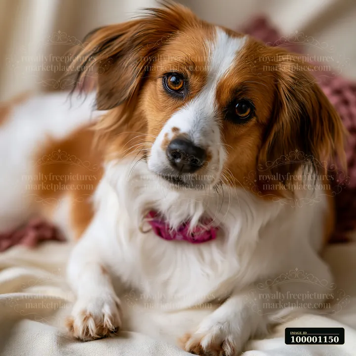 This studio portrait features a rare dog breed relaxing on a soft blanket.