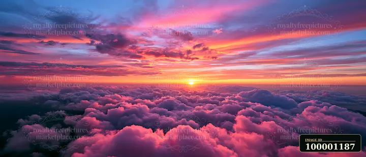 A vibrant sunset fills the sky with shades of pink and orange.