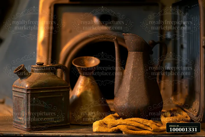Several metal maintenance tools sit on a workbench.