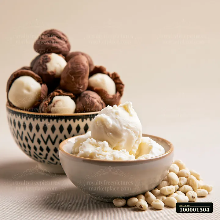 A bowl filled with cream dose with natural skincare ingredients sits beside another bowl containing assorted nuts.